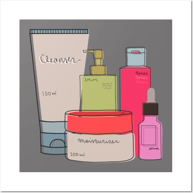 Skincare Essentials (Retro Color Theme) Wall Art by aaalou